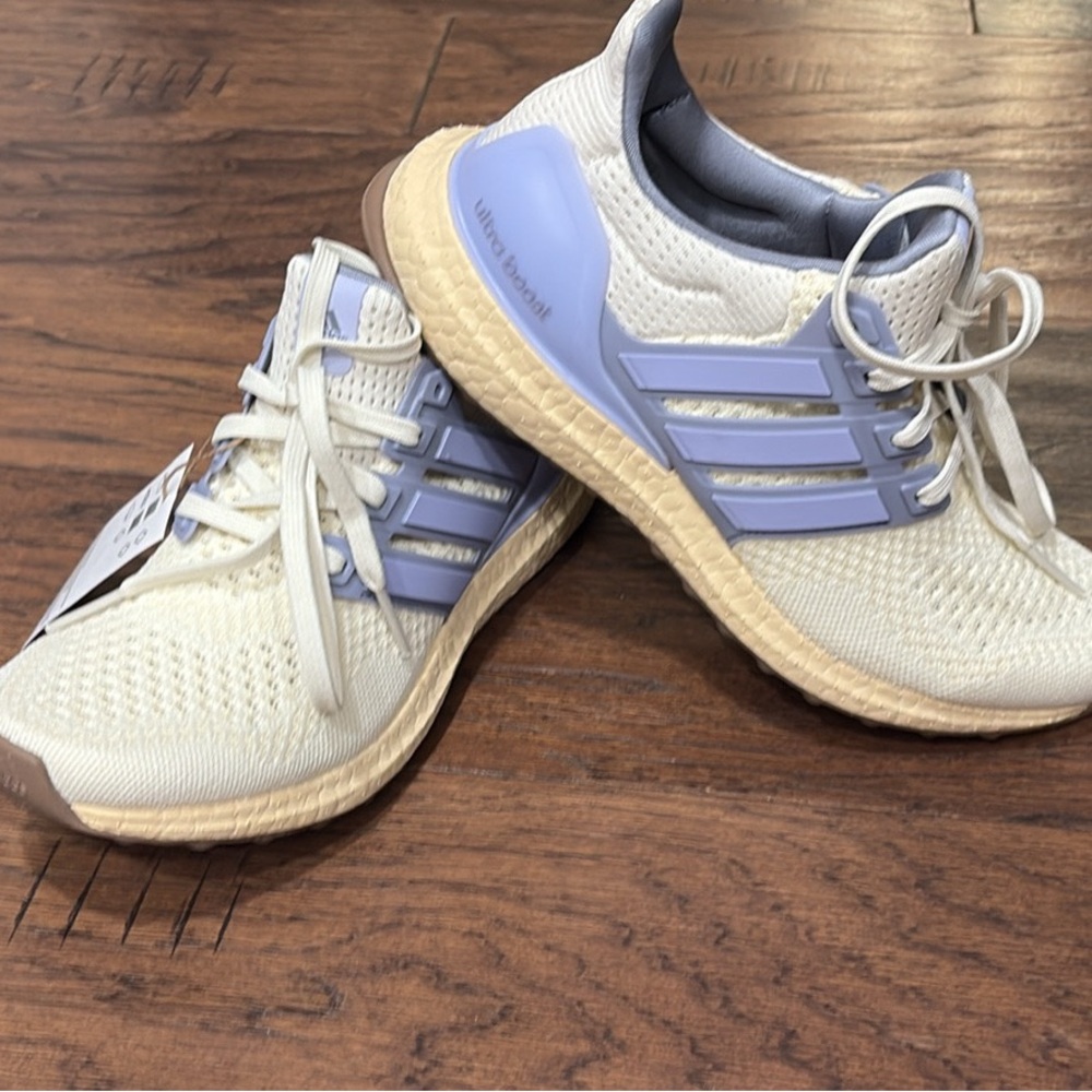 Adidas Women's UltraBoost Cream and Light Purple Running Shoes